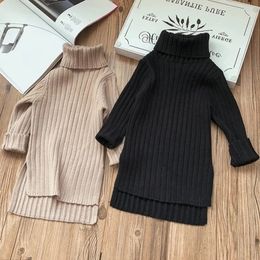 Vestidos de batismo Menoeea criança bebê vestido de inverno 2023 roupas de outono roupas sólidas gola alta de natal 2 7y pequenas crianças roupas 230818