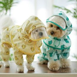Dog Apparel Pet Raincoat Four Seasons All Inclusive Waterproof Green Frog Yellow Duckling Legged And Cap S02152