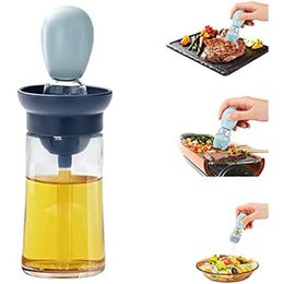 BBQ Tools Accessories Oil Dispenser Bottle for Kitchen 2 in 1 Glass Olive with Silicone Brush and Dropper Measuring Container 230817