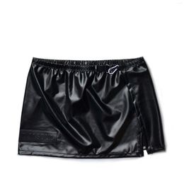 Underpants Men's Sexy Home Casual Swing Skirt Stage Metal Decoration Faux Leather Shorts Low Waist Solid Colour Alphabet Tide Pyjama Pants