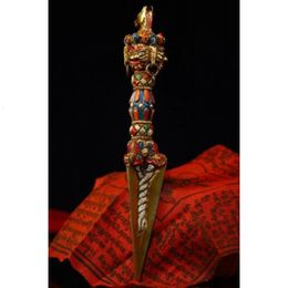 Decorative Objects Figurines 215 Tibetan Buddhism Brass Faqi Buddha Head Dorjpuba Dagger Bracket 230817