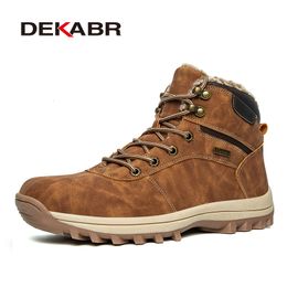 Boots DEKABR Nonslip Winter Plush Warm Men Waterproof Leather Snow Working Ankle High Top Shoes 3948 230817