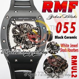 RMF 055 Mens Watch RMUL2 Mechanical Hand-winding Black Ceramic Case Grey Sand Screws Skeleton Dial Black inner ring Rubber Strap 2023 Super Edition eternity Watches