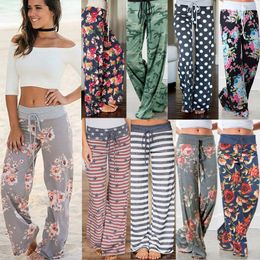 Women s Pants s Loose Beach Summer Fashion Floral Print Drawstring Wide Leg Trousers Ladies Long Pant Sweatpants Clothes 230818