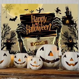 Other Event Party Supplies Halloween Background Backdrop Happy Decoration For Home Trick Or Treat Pumpkin Bat Horror 230818