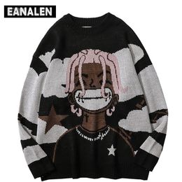 Men's Sweaters Harajuku vintage cartoon anime knitted sweater men winter oversized men's rock hip hop rap pullover women jumper ugly 230817