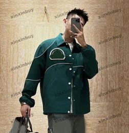 xinxinbuy Men designer Coat Jacket Panelled label patch pocket long sleeve women gray Black green khaki XS-XL