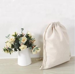 Sublimation Cotton Linen Drawstring Bags Decor Reusable Muslin Sachet Bag Blanks DIY Backpacks Party Wedding Storage Home 230QH