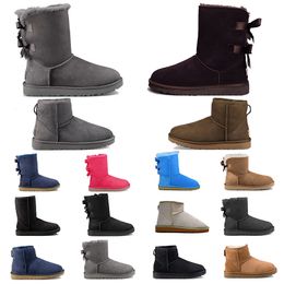 Classic Women Ultra Mini Shearling Bootie snow boots Soft comfortable Sheepskin keep warm boots fluffy slides