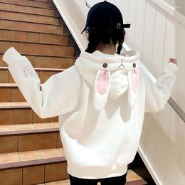 Women's Hoodies 2023 Spring Autumn Harajuku Loose Casual Hooded Pullovers Kawaii Ears Women Cute Embroidery Fleece Sweatshirts
