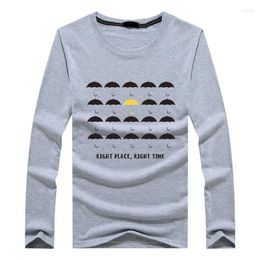 Men's T Shirts HIMYM Right Place Time Crew Neck Long Sleeve Oversized Shirt For Men How I Met Your Mother Cotton T-shirt Casual Tops