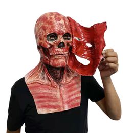 Party Masks Halloween Double-layer Horror Mask Cosplay Ghoulish Clown Scary Mask Face Skin Latex Two Layer Ghostface Skeleton Prop Adult Kid 230817
