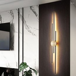 Wall Lamp Surface Mount Minimalist Luxurious Black Gold LED Long Light 220V 110V 50-123CM Nordic Style Indoor Coppe Lamps Sconce