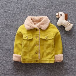 Jackets kids boys warm jacket leisure plus velvet winter spring children's wear cotton shirt late autumn outwear 230817