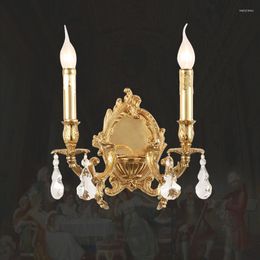 Wall Lamps Brass Classical Lamp Antique Copper Light El Corridor Small Size Bedroom Bedside Crystal Sconces