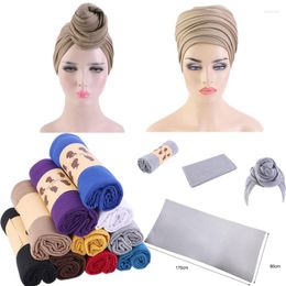 Ethnic Clothing Muslim Ladies Casual Wrapped Long Scarf India Solid Colour Multi-purpose Winding Headscarf African Woman Tail Turban