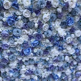 Decorative Flowers 3D Artificial Flower Wall Panels Background Wedding With White Blue Roses And Big Peonies Holiday Party Decorations