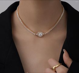Chains Copper Gold-plated Zircon Simple Luxury One Piece Trending Products Necklace For Women Fashion Jewellery