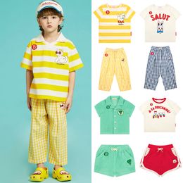 Clothing Sets 2023 Summer BEBE DE PINO Kids Children's Suit Boy Girl Leisure Tshirt Shorts Children Solid Colour Lapel Top 230818