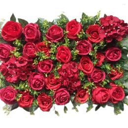 Decorative Flowers 8pcs/lot Artificial Silk Hydrangea Rose Flower Wall Wedding Backdrop Decoration Stage RED TONGFENG