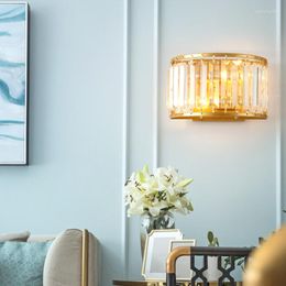Wall Lamps Modern Light Simple Sconce American Crystal Led Living Room Bedroom Bedside Aisle Creative Lighting Luxury Hall Decor Lamp