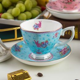 Mugs 180ml Flowers Coffee Cup Saucer Set Bone China Phnom Penh Tea Cups Afternoon Teacups Home Office el Supplies 230818