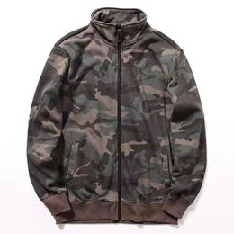 Mens Jackets Stand Collar 80% Cotton Terry Fabric Men Camouflage Jacket Spring Autumn Military Style Camo Pattern Zip Up Coat 230817