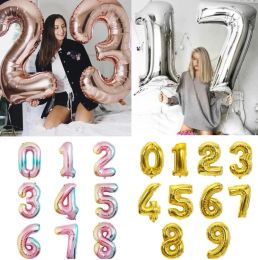 digital Foil Birthday Balloons Air Helium Number Balloon Figures Happy Birthday Party Decorations Kid toy Baloon