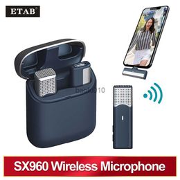 Microphones SX960 Lavalier Wireless Microphone Automatic Noise Reduction Live Interview Recording With Charging Case 2.4G Chip HKD230818