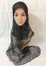 Ethnic Clothing Muslim Wrap Style Lace Hijab Islamic Arab Shawls Amira Headwear Dubai Ramadan Prayer Turban Women Headcover Instant