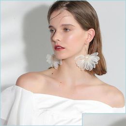 Other Holiday Wind Fairy Air Cloth Art Big Petal Flower Earrings Forest Female Korean Temperament Fresh 448 Z2 Drop Delivery 2022 Jew Dhpel