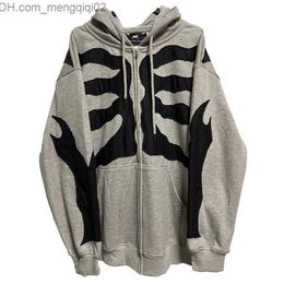 Men's Hoodies Sweatshirts Fashion Hip Hop Grunge Hoodie Harajuku Kaii Zip Up Sweatshirt Y2k Gothic Clothing Long Sleeve Top Coats Streetwear Z230818