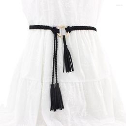 Belts 120/140CM Handwoven Women Waist Chain Ladies Elegant Belt For Dress Skirt Tassel Clothes Accessories