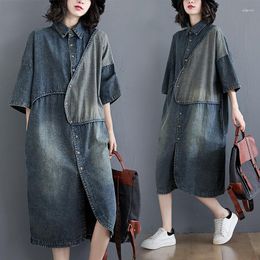 Women's Trench Coats Retro Asymmetric Side Pocket Denim Midi Dress Outerwear Coat Women Coats&Jackets Autumn Clothes