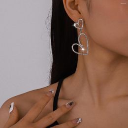 Dangle Earrings Arrival Full Rhinestone Drop For Women Bijoux Fashion Shiny Big Love Heart Crystal Earring Statement Jewelry