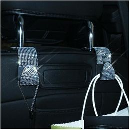 Interior Decorations 2pcs Bling Rhinestones Hanger Car Accessories Seat Hook Coat Back Storage Holder Drop Delivery Mobiles Motorcycl Dhzdx