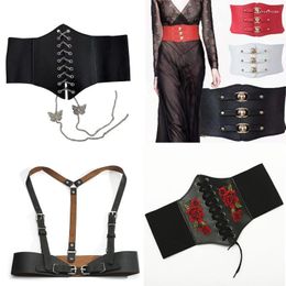 Belts Various Sexy Corset Wide Pu Leather Belt Cummerbunds For Women Elastic Tight High Waist Slimming Body Shaping Girdle