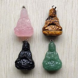 Pendant Necklaces Good Quality Fashion Mix Natural Stone Carved Guanyin Pendants For Jewellery Accessories Making 2pcs/lot Wholesale