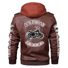 Men's Jackets Men's Motorcycle Leather Jacket Windbreaker Biker Hooded Coat PU Leather Fashion Print Causal Outwear Coats Streetwear Jackets 230816