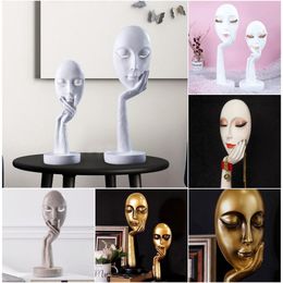 Decorative Objects Home Decoration Resin Sculpture Statue Nordic Abstract Art DIY Colored Painting Living Room Office Furnishings Face Mask Crafts 230816