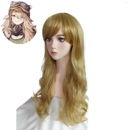 Party Supplies Game Reverse:1999 Lilya Cosplay Wig Adult Girl Golden Wave Curly Hair Blunt Bangs 45 Cm Halloween Christmas Women Hairpieces