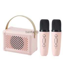 Microphones Mini Karaoke Machine Portable Bluetooth Speaker with Microphone Set Portable Handheld Karaoke Mics Speaker Machine for Kids HKD230818