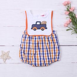 Clothing Sets Exclusive Pure Cotton Sibling Boys Romper Plaid Gingham Woven Embroidery Dress Shorts Set Boutique Rugby Kids 230818