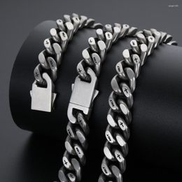 Chains Heavy Vintage Matte Brush Stainless Steel Men Women Curb Cuban Chain Necklace Bracelet Huge Punk Hiphop Bike Biker Neck Jewellery