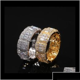 Band Rings Jewelry Drop Delivery 2021 Retro Personality Ladder Zirconium Couple Gold Plated Hip Hop Square Bling Eternity Engagement R Dhipw