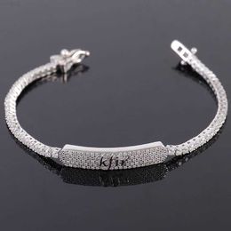 Custom Silver 10k 14k 18k Letter Name Moissanite Diamond Tennis Bracelet Ice Out Tennis Chain for Women