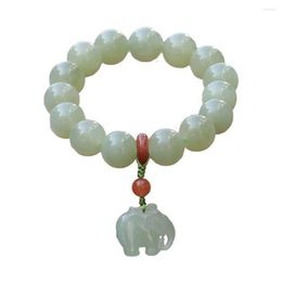 Strand Round Chain Elephant Pendant Women Jewelry Natural Stone Bracelet Beads Rope Agates Crystal Bangle