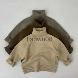 Pullover New Kids Sweaters Autumn Winter Boys Girls Solid Knit Pullovers Children Turtleneck Sweater Baby Knit Wear x0818