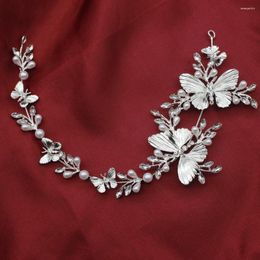 Hair Clips Luxurious Crystal Pearl Butterfly Soft Wedding Bridal Tiara Headbands Bride Headpiece Women Ornaments Jewellery Accessories