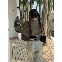 Women's Jackets Korean Style Girl Short Leather Jacket Autumn Backless Loose Long-sleeved Motorcycle Fashion Female Clothes